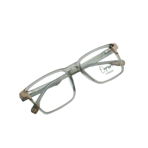 Clear and Rose Gold Square Eyeglasses by Oogappel Front View