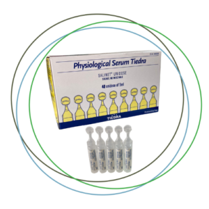 Tiedra Salinet Unidose 40 x 5ml preservative-free eye drops in single-dose vials – front packaging and product display.