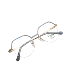 Gold and Black Square Women's Eyeglasses by Oogappel Front View